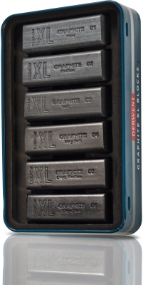 Carbune XL Derwent Proffesional, cutie metalica, solubil in apa, 6 bucati/set, grafit